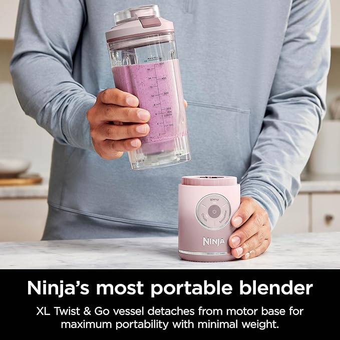 Ninja BC251PK Blast Max Personal Cordless Blender for Smoothies, Blend, Ice Crush, 22 oz. Twist & Go Vessel, Pink - Certified Refurbished