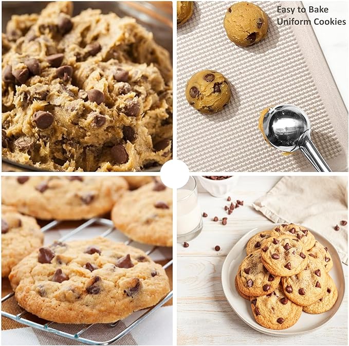 Cookie Scoop for Baking, Ice Cream Scoop, 2Tsp/10ml/0.34oz, 18/8 Stainless Steel, Mini Cookie Dough Scoop with Non-slip Grip (Red)
