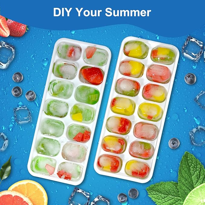 Ice Cube Tray with Lid, 3 Pack Silicone Easy-Release Ice Trays for Freezer, Stackable Ice Cube Molds for Drinks, Cocktails, Whiskey, Coffee - BPA-Free and Odor-Free