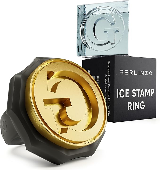 Berlinzo Brass Ice Stamp Ring Letter G