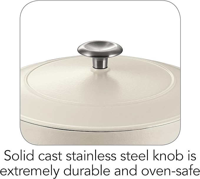 Tramontina Bestow Enameled Cast Iron Dutch Oven Pot with Lid, Round 5.5-quart, Matte White