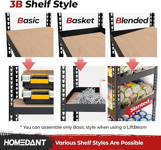 HOMEDANT 5-Tier Laminated Boltless Heavy Duty Metal Shelving Unit Adjustable Garage Storage Utility Rack Shelves Organization Multipurpose Shelf Warehouse Industrial 39.8" W x 18.2" D x 71.3" H 1Pack
