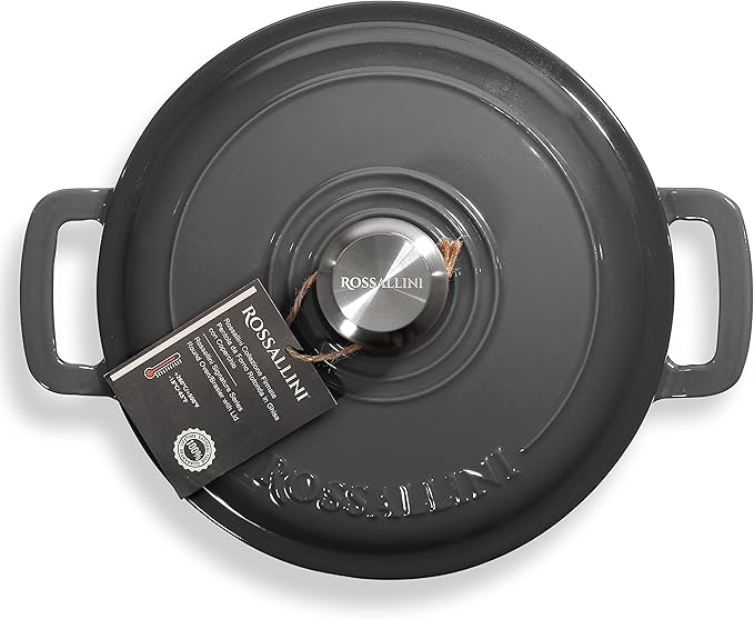 Signature Enameled Cast Iron Dutch Oven, Non-Stick Serving Pot with Tight Fitting Lid for Perfect Roasting, Baking, Sauteing, and Bread Making | 4.5Q (4.2L) - Oyster Grey