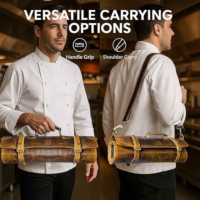 Rustic Town Genuine Leather Chef Knife Roll All Purpose Chef Roll