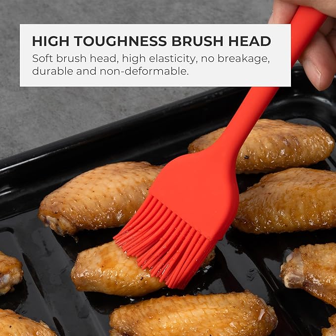 Elihome Mini Silicone Basting Pastry Brush, Cooking Brush for Oil Sauce Butter Marinades, Food Brushes for BBQ Grill Kitchen Baking, Baster Brushes Food Grade, Slate