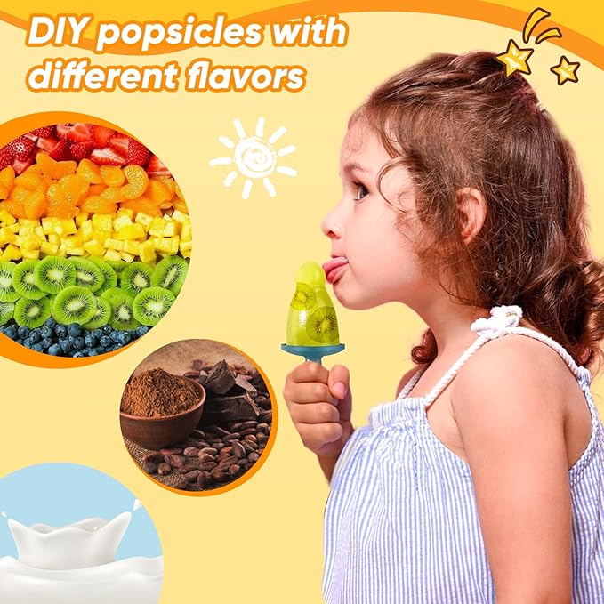 Popsicle Mold Set 4 Pieces Homemade Silicone Popsicle Maker Easy Release Ice Cream Molds Reusable DIY Pop Molds (Green, WinterWonder Pops)
