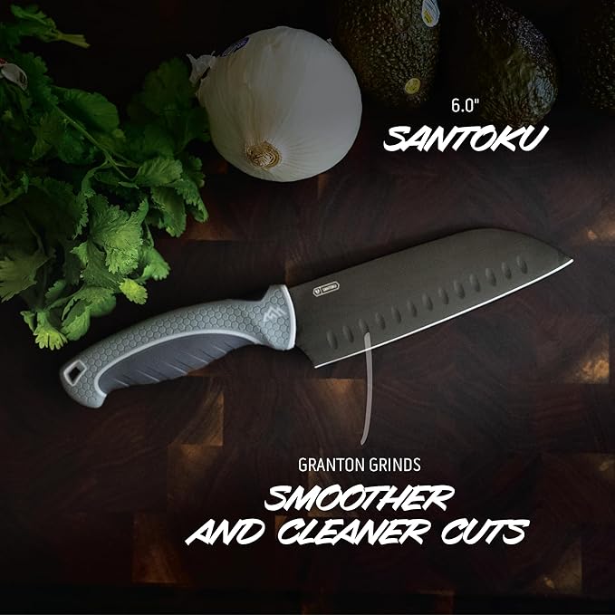 OUTDOOR EDGE ErgoMax Chef Selection Knife Set - Includes Chef, Santoku & Kitchen Serrated Utility Knife, Great for Cooking, Meal Prep & Home Kitchens