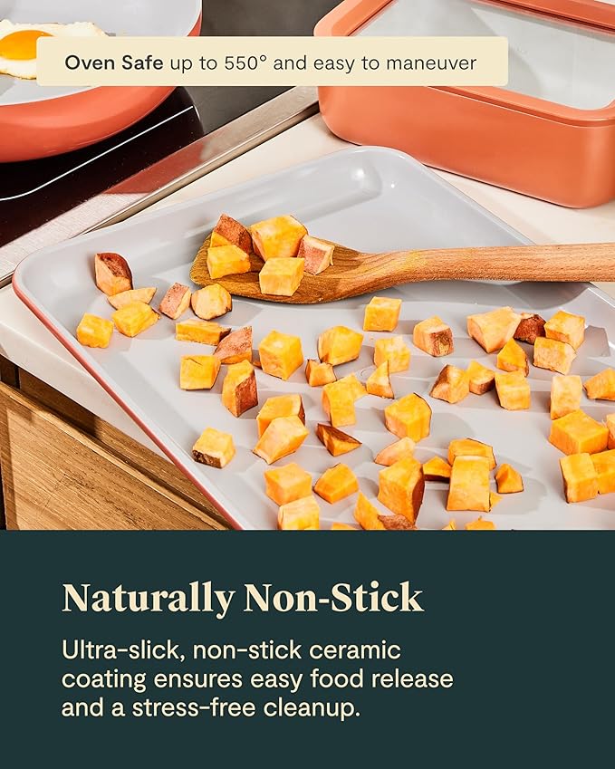 Caraway Non-Stick Ceramic Baking Sheet - Naturally Slick Ceramic Coating - Non-Toxic, PTFE & PFOA Free - Perfect for Baking, Roasting, and More - Medium (15" x 10") - Slate