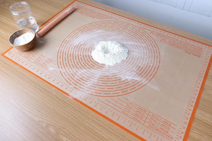 Silicone Pastry Mat 34'' By 26'' Extra Large Baking Mat with Measurements for Dough Rolling, Kneading Board, Kitchen Counter Mats, Perfect for Dough, Pastry, Fondant, Cookies, Bread, Pasta, Pizza