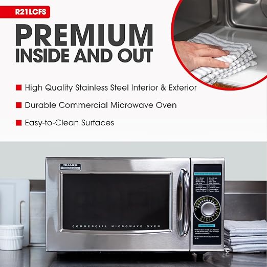 Sharp R-21LCFS Medium-Duty Commercial Microwave (Dial Timer, 1000-Watts, 120-Volts)