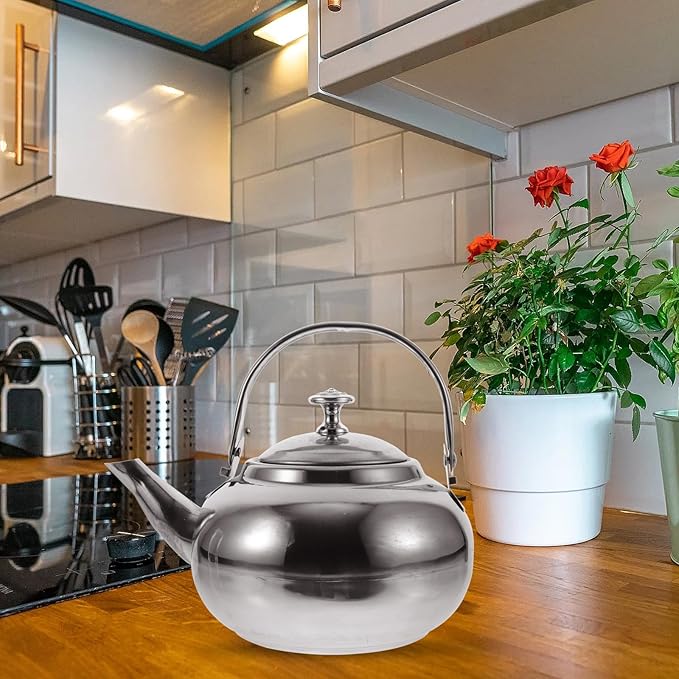 Hemoton Stainless Steel Tea Kettle with Infuser 1.2L Whistling Stove Top Kettle for Home and Camping Use