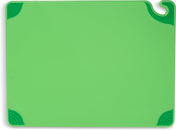 San Jamar Saf-T-Grip Plastic Cutting Board with Safety Hook, 18" x 24" x 0.5", Green