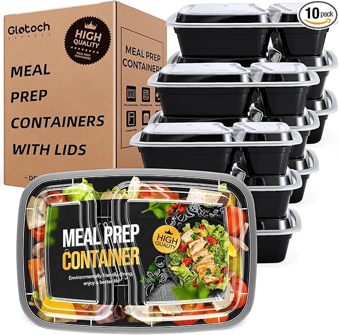 Glotoch 10 Pack 32OZ Meal Prep Containers Reusable Microwave Safe,Extra Large &Thick Food Storage Containers With Lids, Durable Bento Boxes BPA-free, Stackable, Dishwasher/Freezer Safe