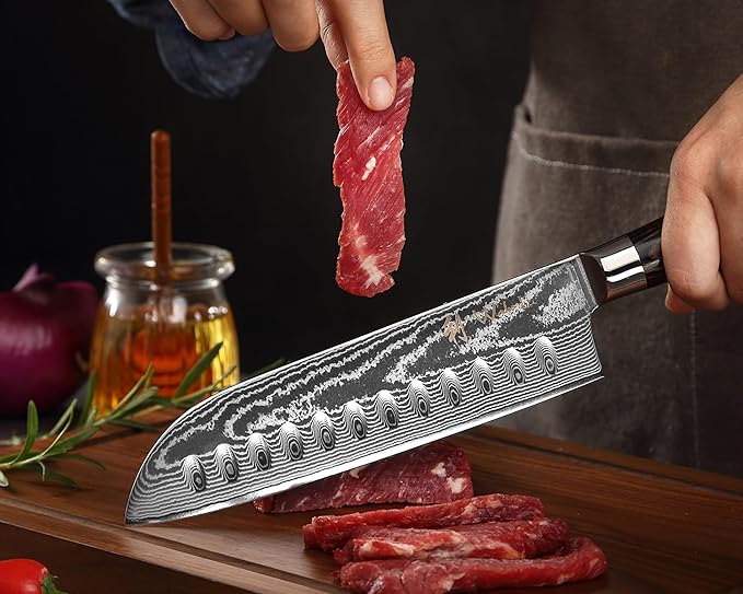 Wakoli ESE 4-Piece Damascus Knife Set – Professional Chef Knives | 67-Layer VG10 Core Steel | Santoku, Chef, Small Santoku & Office Knife | Ergonomic Pakkawood Handles | Gift Box