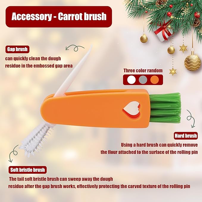 17" Premium Wooden Rolling Pins for Baking with Nativity Embossed Designs | 3mm Deep Springerle Cookie Molds | Christmas Rolling Pin & Baking Gifts for Women | Includes 3-in-1 Cleaning Brush ﻿
