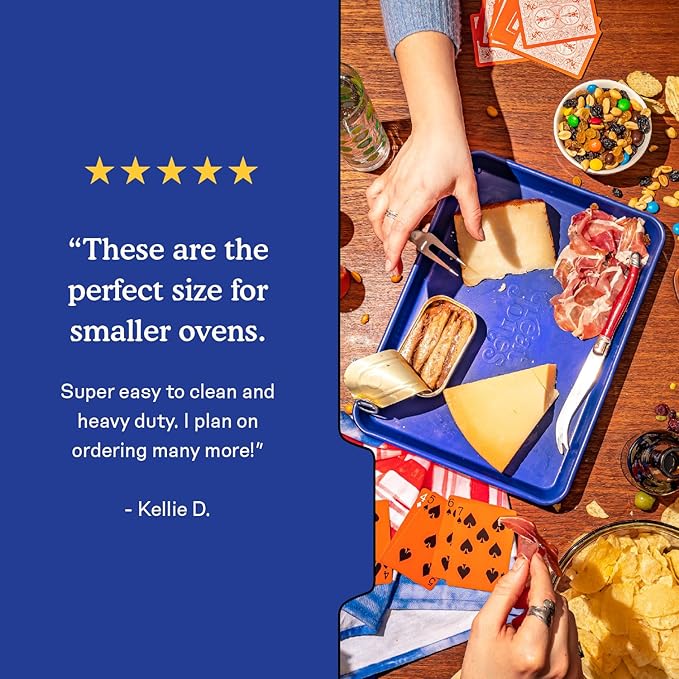 Great Jones Little Sheet (Raspberry) | Jelly Roll Pan, Quarter Sheet Pan | Aluminized Steel,13.5" x 9.5" | For Baking, Roasting, & Broiling | Premium Bakeware with Even Heat Distribution