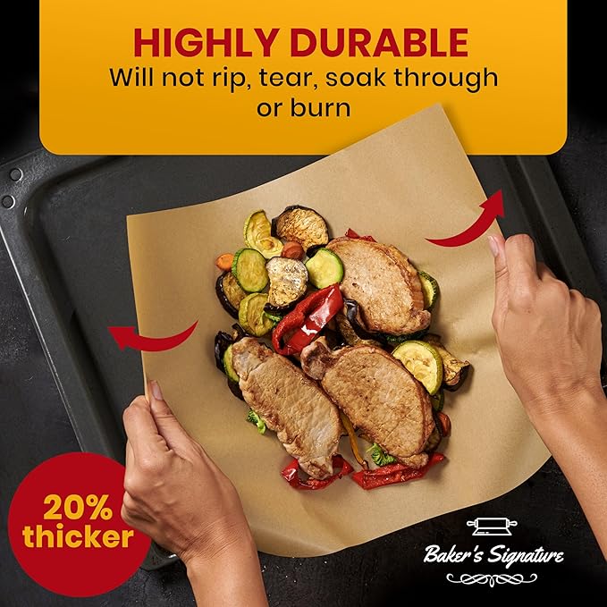 220 PCS Parchment Paper Baking Sheets, 12x16 Inches by Baker's Signature | Precut Non-Stick & Unbleached - Will Not Curl or Burn, Non-Toxic & Comes in Convenient Packaging