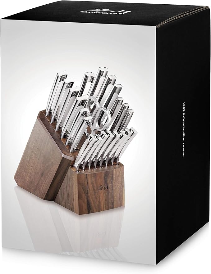 Cangshan N1 Series 1022377 23-Piece German Steel Forged Knife Block Set, Walnut Block