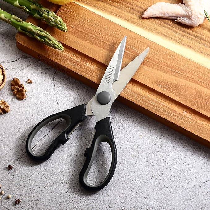 LIVINGO 7.5" Kitchen Scissors All Purpose for Sharp Cutting Small Bones & Vegetables, with Nutcracker Grip Comfortable, Heavy-duty Food Shears for Home Cooking