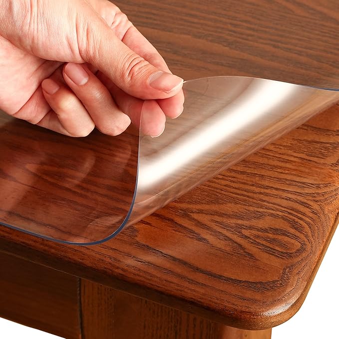 Clear Table Cover Protector Rectangle 40 x 80 Inch, 1.5mm Transparent Plastic Table Protector Waterproof, Anti-Scratch Clear Desk Mat for Office Desktop Dresser Dining Table, FDA Compliant
