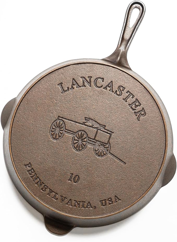 Lancaster Cast Iron No. 10 Skillet - 11-5/8-Inch Pre-Seasoned Heirloom Pan - Made in USA