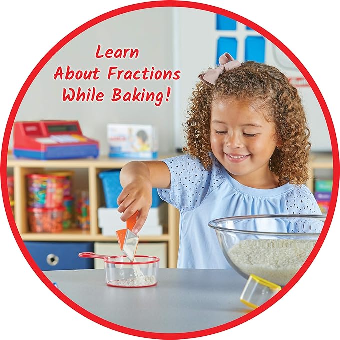 hand2mind Rainbow Fraction Measuring Cups, Kids Montessori Kitchen Tools, Toddler Cooking Tools, Sensory Table Materials, Fraction Manipulatives, Homeschooling Supplies, Easter Baking (Set of 9)