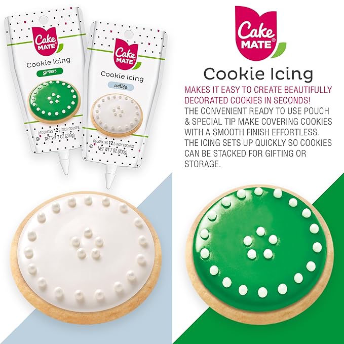 Cake Mate Easter Cookie Decorating Kit – White & Green Icing, Rainbow Nonpareil Mix, Rainbow Sprinkles – Perfect for Decorating Easter Cookies, Brownies, Ice Cream, and More