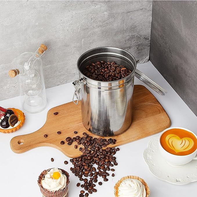 Lallisa 6 Pcs Stainless Steel Canisters 62 oz Stainless Steel Containers with Lids Food Storage Container with Airtight Clamp Lid Coffee Containers for Tea Sugar Coffee Flour Kitchen Counters