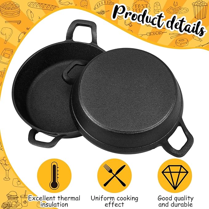 Mini Cast Iron Skillets 7 x 7 x 1.7 Inch Cast Iron Pan Small Ramekin Set Black Casserole Dish Cookware Oven Safe Mini Skillets for Kitchen Indoor Outdoor Picnic (4 Pack)