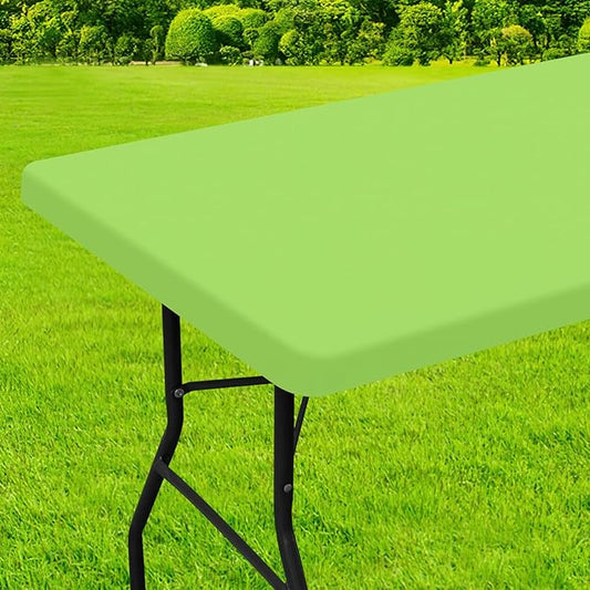 homing Rectangle Table Cloth Cover, Waterproof Polyester Elastic Fitted Tablecloth, Fits for 5 Foot Folding Tables, Washable Table Protector for Picnic, Camping, Outdoor (Lime Green, 30" x 60")