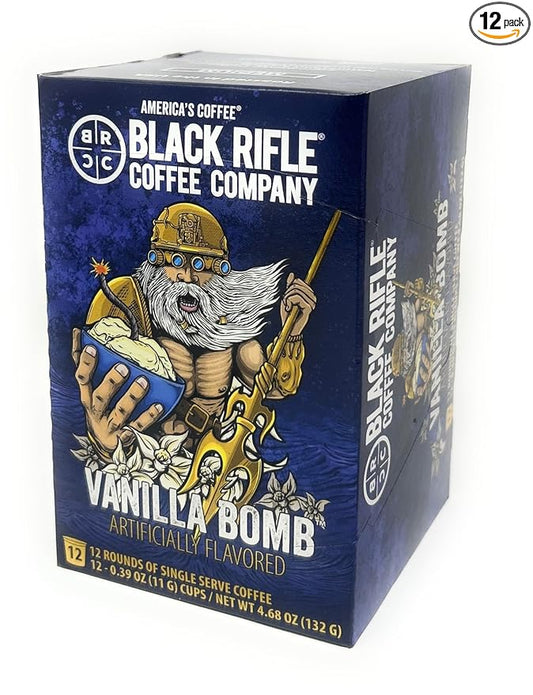 Black Rifle Coffee Company Vanilla Bomb 12 Count, Medium Roast K Cups - Single Serve K Cups Coffee Pods - Kcup Pods Compatible with Keurig 1.0 & 2.0 - Made from Arabica Beans