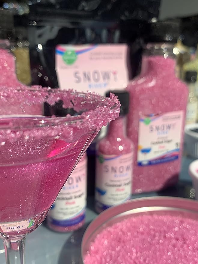 Snowy River Pink, Cocktail & Margarita Sugar Rimmer - Vibrant Color Glass Rimming Sugar with Medium Crystal Texture - 8oz