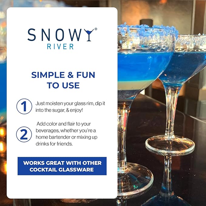 Snowy River Royal Blue, Cocktail & Margarita Sugar Rimmer - Vibrant Color Glass Rimming Sugar with Medium Crystal Texture - 80oz