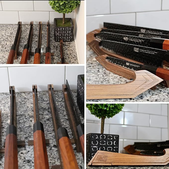 FINDKING Walnut Magnetic Knife Edge Guard, Wooden Sleeve for Counter, Drawer, Bag, Light Portable Blade Sheath Cover, Suitable for 5" Japanese Kitchen Knife (Not Included)
