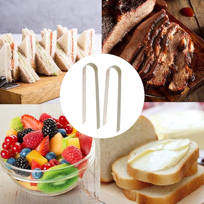 100 PCS Mini Bamboo Tongs 4 Inch Disposable Small Wooden Toaster Tongs Large Cooking Utensils Catering Buffet Long Toast Tong for Toasts Bread Pickles Tea Home Use