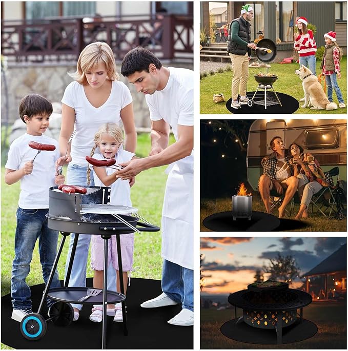 Fire Pit Mat,48-Inch Round Grill Mat for Outdoor Grill – Fire-Resistant, Waterproof & Oil-Proof Deck and Patio Protector