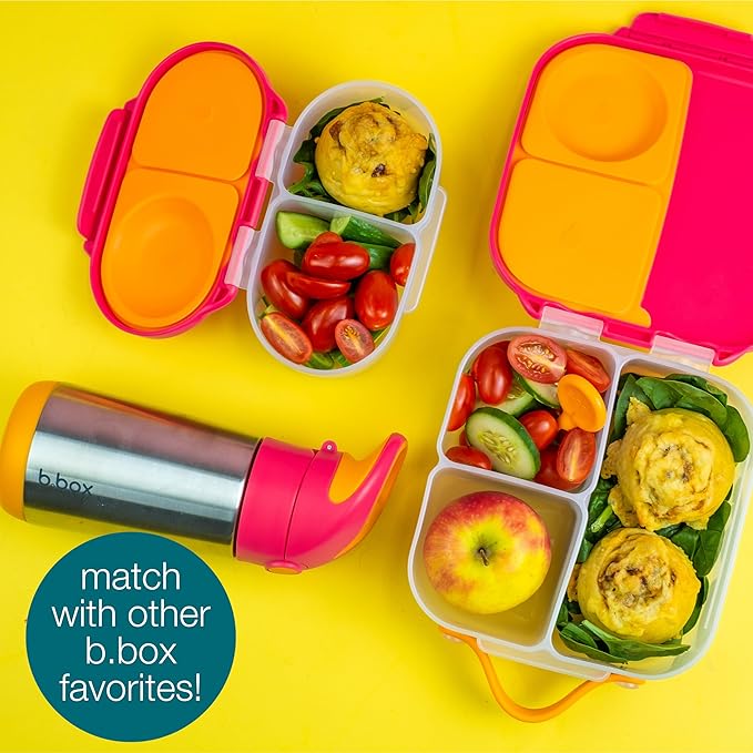 b.box Mini Lunch Box, Bento Box for Kids, Snack Container with 2 Leak Proof Compartments, Reusable Snack Containers with Lids, Kids Lunch Boxes Ages 3+, BPA Free, 4 1/4 Cup Capacity (Spearmint)