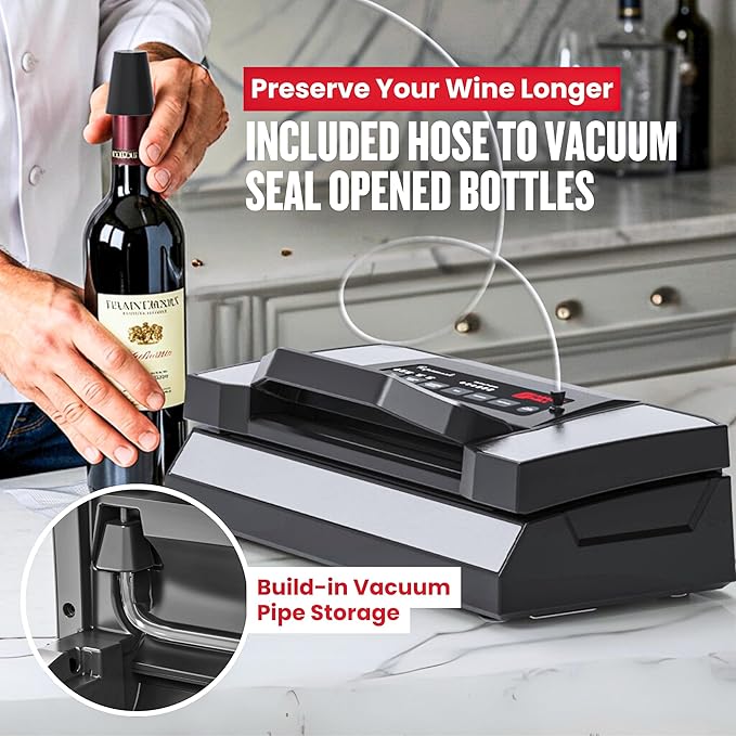 Magic Mill Professional Vacuum Sealer Machine Pro with New Patent Handle MVS-5181 for Food Bags, Marinate Bowls, and Meal Packing Cannister | Vacuum Sealer with Cutter and Jar Attachment