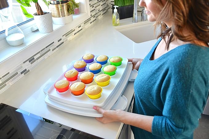 | Professional Silicone Baking Cups | Premium 12 Piece Set | Reusable Cupcake Muffin Pans | BPA Free