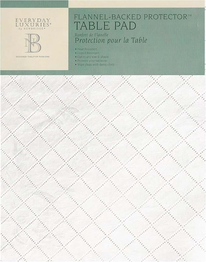 Newbridge Quilted Waterproof Cut to Fit Table Pad Protector with Flannel Backing, Heat Resistant, Wipe Clean, Cushioned Pad Protects Table from Spills and Scratches, 52" x 90"