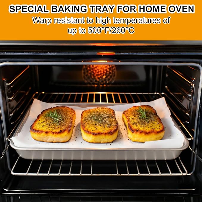 12PCS Stainless Steel 1/8 Sheet Pan, Nonstick Small Cookie Sheet, Small Baking Pans, Toaster Oven Pans, Metal Tray, Stainless Steel Cookie Sheets For Baking, Oven And Dishwasher Safe