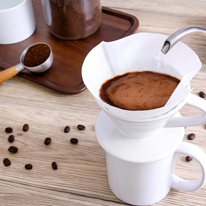 Pour Over Coffee Dripper - Ceramic Slow Brewing Accessories for Home, Cafe, Restaurants - Easy Manual Brew Maker Gift - Strong Flavor Brewer - V01 Paper Cone Filters - Black, 1 Cup