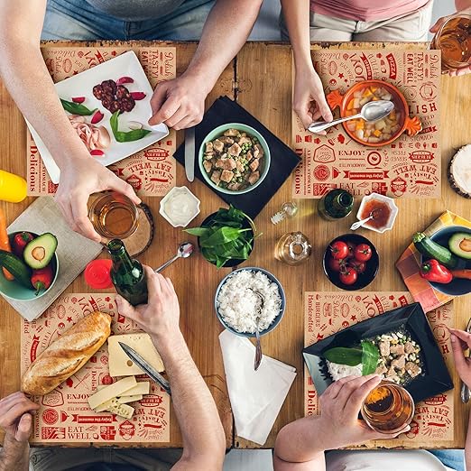 600 Pcs 12 x 12 Inch Deli Wax Paper Sheets Grease Resistant Tray Basket Liners Newsprint Paper Water and Grease Proof Sandwich Wrapping Square Hot Dog Wrappers for Food Baking (Red on Brown)