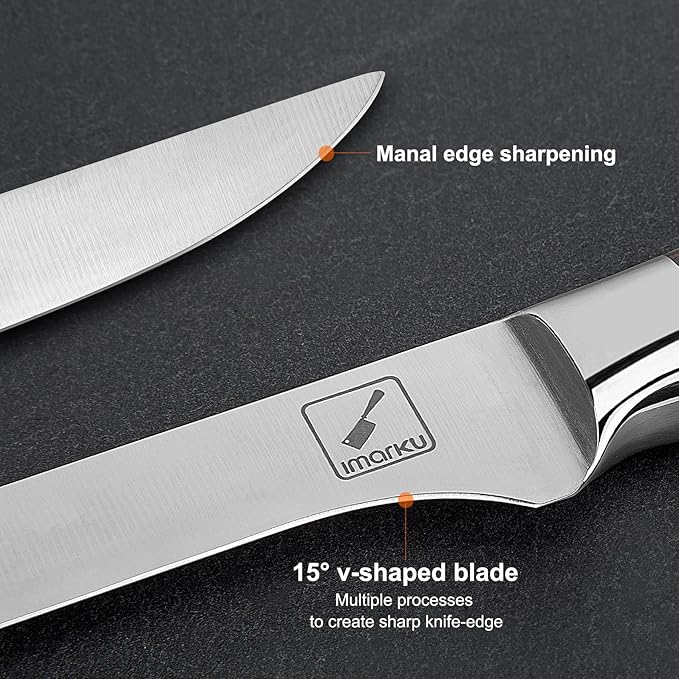imarku Boning Knife, German High Carbon Stainless Steel Professional Grade Boning Fillet Knife, 6-Inch Deboning Knife, Pakkawood Handle for Meat and Poultry, Gifts for Men and Women