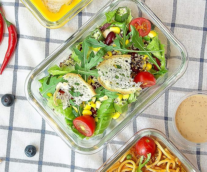 [8-Pack,30 oz]Glass Meal Prep Containers,MCIRCO Glass Food Storage Containers,Airtight lunch Containers with Lids, Microwave, Oven, Freezer and Dishwasher, White