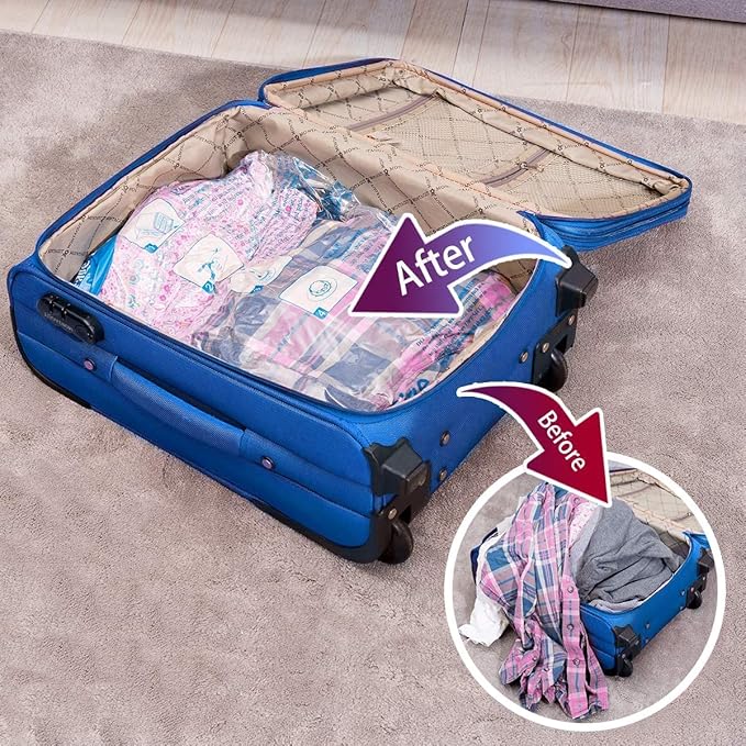 Vacuum Storage Bags 12 Jumbo, Space Saver Sealer Bags, Airtight Compression Bags for Clothes, Pillows, Comforters, Blankets, Bedding