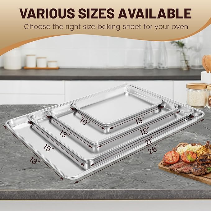 6 Pack 15" × 21" Baking Sheet Pan Aluminum Commercial cookie sheets for baking