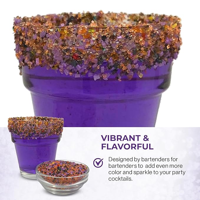 Snowy River Halloween, Cocktail & Margarita Sugar Rimmer - Vibrant Naturally Colored Sugar for Cocktail Rimming, Baking & Decorating, Medium Crystal - 80oz