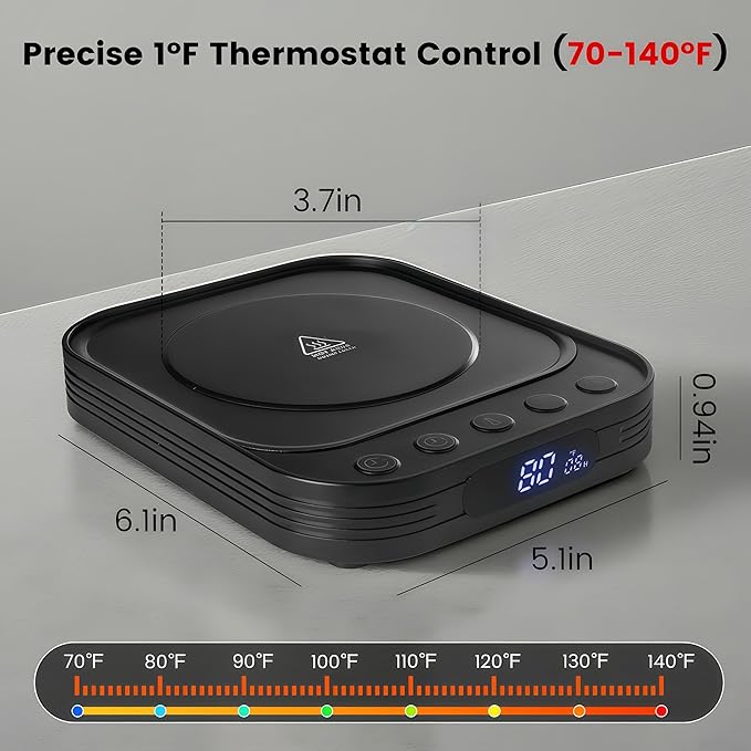 Sourdough Starter Warmer Mat with 24H Timer & Memory Function, Precise 1°F Thermostat Control (70-140°F), Perfect Bread Fermentation Mat for Home Baking