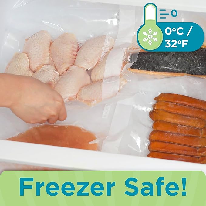 Home Logic Vacuum Bags for Food Sealer Rolls 3"x11" 20ft long rolls 3pk for Freezer and Sous Vide - Microwave Safe clear